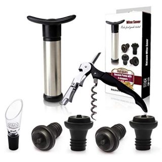 Wine Tools Wine Stoppers Pourer Wine saver 4 Wine Stoppers Wine Saver Vacuum Pump Stainless Steel 7pcs
