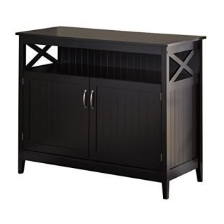 Target Marketing Systems Southport Collection Contemporary Storage Buffet With Two Cabinets and Shelf for Storage, Black