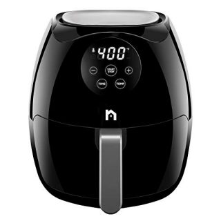 New House Kitchen Digital 3.6 Quart Air Fryer w/ Flat Basket, Touch Screen AirFryer, Non-Stick Dishwasher-Safe Basket, Use Less Oil For Fast Healthier Food, 60 Min Timer & Auto Shut Off, Black