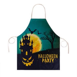 Hohomark Halloween Cooking Apron Halloween Party Castle Decorations Apron Scary Monster Face Bats Baking BBQ Apron Adjustable Kitchen Aprons for Women Men