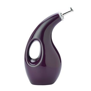 Rachael Ray Solid Glaze Ceramics EVOO Olive Oil Bottle Dispenser with Spout - 24 Ounce, Purple