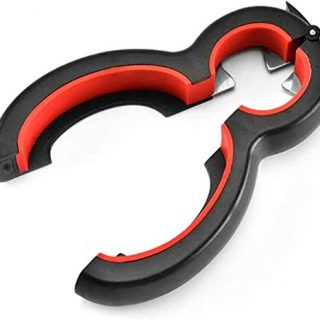 6 in 1 Multi Opener Jar Opener,Rubber Grip All-in-one Bottle Jar Opener for Weak Hands for Elderly,Women, Children (Red)