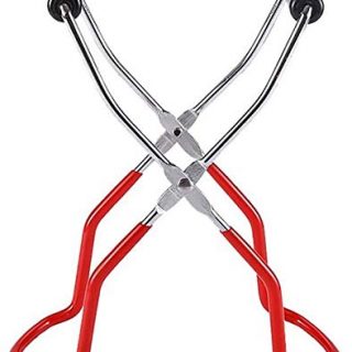 Canning Jar Lifter Tongs Stainless Steel Non-slip Lifter with Grip Handle Anti-scalding Wide Mouth Bottle Clip Kitchen Gadgets(Red, 1)