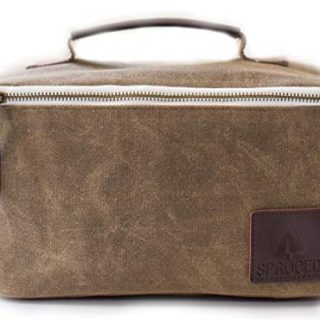 Lunch Box for Adults, Men, Women, Kids | Insulated Cooler Bag | Waxed Canvas and Genuine Leather | Reusable, Eco Friendly | Stylish, Classic Look (Alpine Green)
