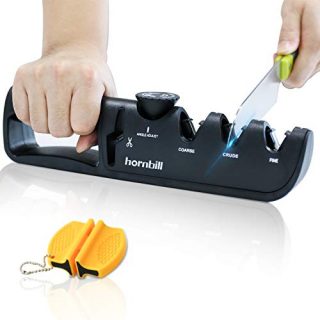 Adjustable Manual Knife Sharpener, Professional 4 in 1 kitchen knife Sharpening Kit, Ceramic Diamond Steel Scissor Blade sharpeners