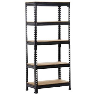 Yaheetech Black Adjustable 5-Shelf Shelving Unit Storage Rack Utility Rack Garage Shelves Display Rack Steel Boltless Rivet Rack,59.1 inch Height 1-Pack