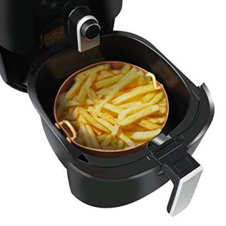 Air Fryer Silicone Pot with Easy Cleaning Design, Replacement for Air Fryer Liners Parchment Paper, Round Food Safe Grade Silicone Air Fryer Oven Accessories, 7.5 Inches Diameter, Brown