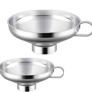 Canning Funnel,Wide-Mouth Mason Jar Canning Funnel with Handle for Wide and Regular Jar,Stainless Steel Kitchen Funnel Set(Large Neck 2.1''&Small Neck 1.4'')