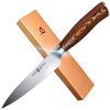 TUO Kitchen Utility Knife- Small Kitchen Knife - High Carbon German Stainless Steel Cutlery - Ergonomic Pakkawood Handle - Luxurious Gift Box Included - 5 inch - Fiery Phoenix Series