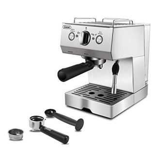Gevi Espresso Machine 15 Bar Coffee Maker with Foaming Milk Frother Wand for Espresso, Cappuccino, Latte and Mocha, Steam Espresso Maker For Home Barista, Double Temperature Control System,1.5L Removable Water Tank,Stainless Steel,Silver,1050W