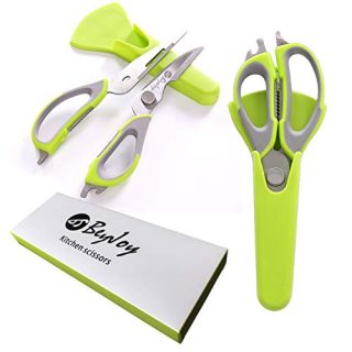 BeyJoy Detachable Multi-function Heavy Duty Kitchen Scissors Magnetic protective sleeve Cutting Chicken bone Can/Bottle opener Nut cracker clip