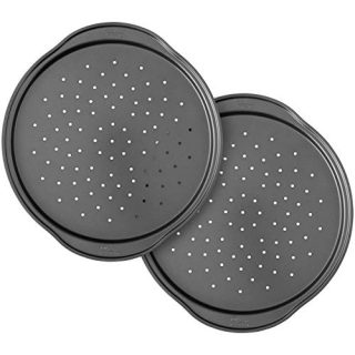 Wilton Perfect Results Non-Stick 14-Inch Pizza Crisper Pans with Holes, Set of 2