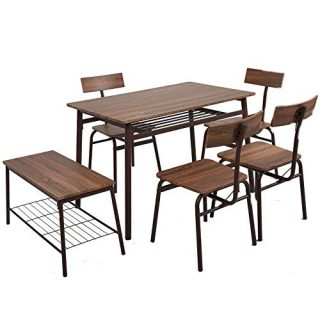 6-Piece Kitchen & Dining Room Sets -1 Table, 4 Chairs & 1 Bench
