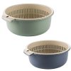 Drain Basket 2 Pack dia 21cm and 17cm Colander with Handle and Base Kitchen Strainer Baskets Match Mixing Bowl for Food Vegetable Rice Fruit Pasta