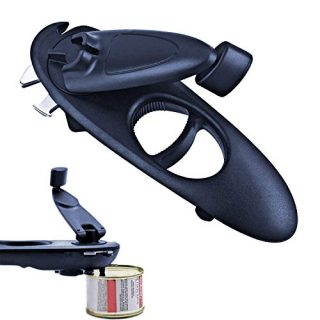 Can Opener Manual, 8 in 1 Multifunctional Stainless Steel Manual Bottle Opener, Kitchen Tool with Rotating Handle, Great for Home Kitchen Camping (Blue)