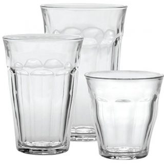 Duralex CC1/18 Made In France Picardie 18-Piece Clear Drinking Glasses & Tumbler Set: Set includes: (6) 8-3/4 oz, (6) 12 -5/8 oz, (6) 16-7/8 oz