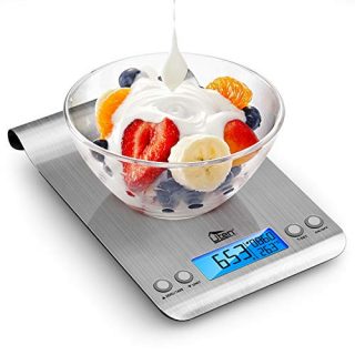 Uten Digital Kitchen Scale for Baking and Cooking, 11lb Ultra Slim Food Scale Grams and Ounces - with Hook Design, LCD Display, Timer