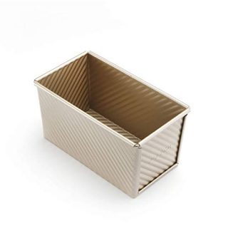 Loaf Pan Bread Toast Mold corrugated Deep loaf Pan Non Stick Gold Aluminum Alloy (8.26X4.7X4.3INCH)
