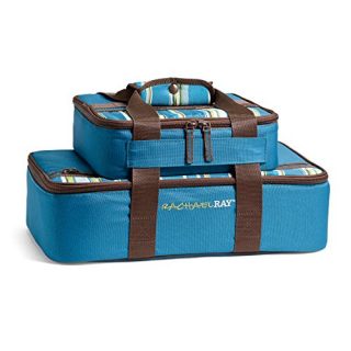 Rachael Ray Lasagna Lugger Combo, Marine Blue Stripe Casserole Carrier Set, 13X9 and 9X9