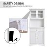HOMCOM Traditional Freestanding Kitchen Pantry Cabinet Cupboard - Image 2