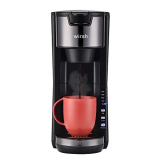 Wirsh Single Serve Coffee Maker, 2 in 1 Coffee Machine Compatible with Single Serve K-Cup Pod and Ground Coffee, Compact Coffee Maker with 30 oz Detachable Reservoir,5 brew size and Adjustable Drip Tray