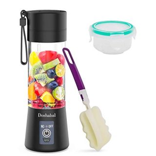 Doshabal Portable Blender, Personal Mixer Fruit Rechargeable with USB, Mini Blender for Smoothie, Fruit Juice（Black）