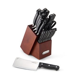 Farberware Edgekeeper 21-Piece Forged Triple Riveted Block Set with Built-in Knife Sharpener, Cherry