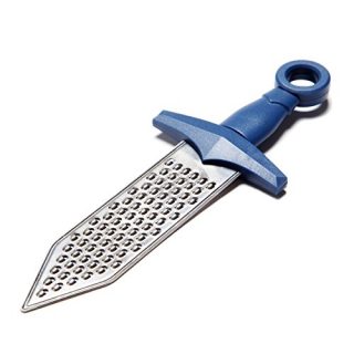 PELEG DESIGN Gratiator Cheese Grater, Stainless Steel Sword-Shaped Grating Utensil, Lemon Zester Tool with Royal Blue Plastic Handle