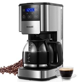 Brewsly 12-Cup Coffee Maker, Touch Screen Programmable Drip Coffee Machine with Regular and Thick Brews, Stainless Steel Coffee Brewer, Pause & Serve Function, Keep Warm 2 Hours, Anti-Drip System