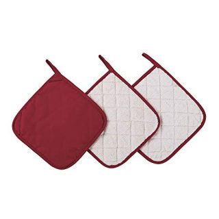 Anyi 100% Cotton Pot Holders, Kitchen Basic Potholder Heat Resistant, Terry Pot Holder Set for Cooking and Baking, Set of 3