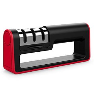 Upgraded Kitchen Knife Sharpener, Ulwae 3-Stage Chef Knife Sharpener to Restore Non-Serrated Knife Blades Quickly, Safely, and Easy to Use for Kitchen, Camping & Hiking