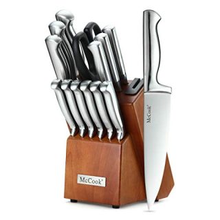 McCook MC29 Knife Sets,15 Pieces German Stainless Steel Hollow Handle Self-sharpening Kitchen Knife Set