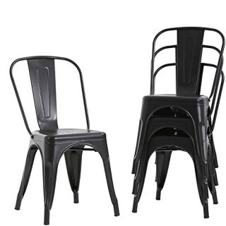 Metal Dining Chairs Set of 4 Indoor Outdoor Chairs Patio Chairs Kitchen Metal Chairs 18 Inch Seat Height Restaurant Chair Metal Stackable Chair Tolix Side Bar Chairs 330LBS Weight Capacity