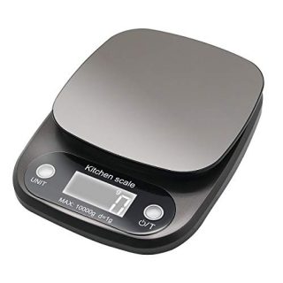 Digital Kitchen Scale Stainless Steel Food Scale 22 lb 10kg Max with Led Display and Tare Function Kitchen Weight Scale Black (Batteries Included)