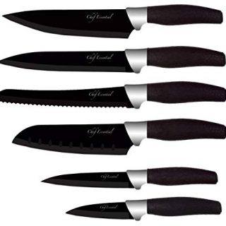 Chef Essential 6 Piece Knife Set With Matching Sheaths, Black