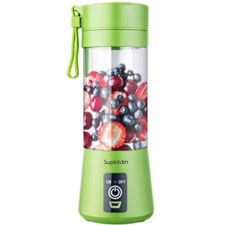 Supkitdin Portable Blender, Personal Mixer Fruit Rechargeable with USB, Mini Blender for Smoothie, Fruit Juice, Milk Shakes, 380ml, Six 3D Blades for Great Mixing (Green)