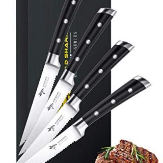 Steak Knives - MAD SHARK 4.5 inch steak knife set of 4, Best Quality German High Carbon Stainless with Ergonomic Handle, Best Choice for Home Kitchen and Dinner Table