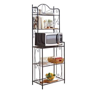 BrylaneHome Scroll Baker's Rack, Black