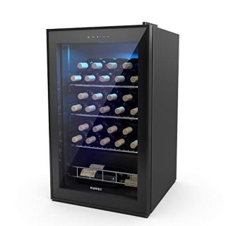 KUPPET 27 Bottles Compressor Freestanding Wine Cooler/Chiller-Red/White Wine, Beer and Champagne Wine Cellar-Digital Temperature Display-Double-layer Glass Door-Quiet Operation