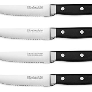 KitchenAid Classic Forged 4-Piece 4.5-In. Triple Rivet Steak Knives KKFTR4OB, Onyx Black