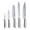 Hecef Silver Kitchen knife set of 5, Satin Finish Blade with Hollow Handle, includes 8" Chef, 8"Bread, 8"Santoku, 5"Utility and 3.5"paring knife