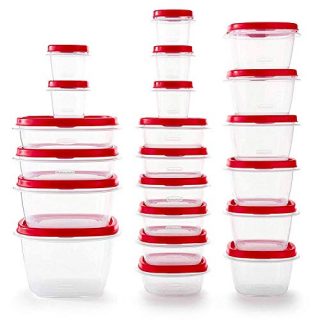 Rubbermaid - 2063704 Rubbermaid Easy Find Vented Lids Food Storage Containers, Set of 21 (42 Pieces Total), Racer Red