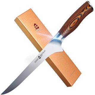 TUO Boning Knife - HC German Stainless steel - Narrow Fillet Knife with Ergonomic Pakkawood Handle - 7" - Fiery Series