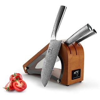 Kitchen Damascus Knife Set, 4-Piece Kitchen Knife Set with Block, Ergonomic Handle for Chef Knife Set