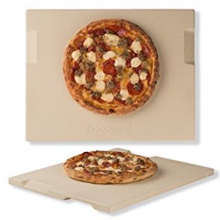 ROCKSHEAT Pizza Stone 12" x 15" Rectangular Baking & Grilling Stone, Perfect for Oven, BBQ and Grill. Innovative Double - Faced Built - in 4 Handles Design