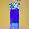 HOME-X Cobalt Blue Glass Straw Dispenser, Straw Holder - Image 7