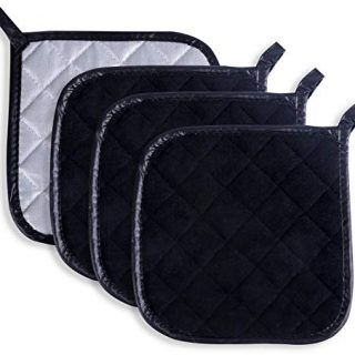 Pot Holders Cotton Made Machine Washable Heat Resistant Potholder, Pot Holder, Hot Pads, Trivet for Cooking and Baking (4, Black)