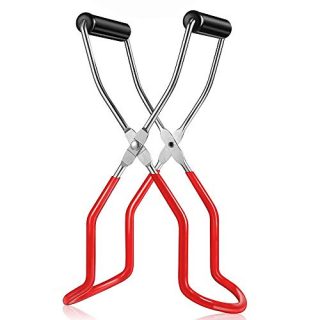 Fierceriver Canning Jar Lifter Tongs Stainless Steel Jar Lifter with Grip Handle for Home Kitchen(Red)