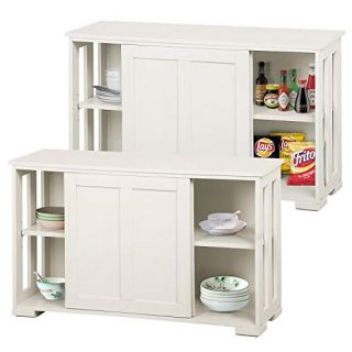 YAHEETECH 2pcs Stackable Buffet Table with Sliding Doors and Adjustable Shelf Inside Small Space Sideboard Console Table Storage Cabinet Space Saving Kitchen Living, Antique White