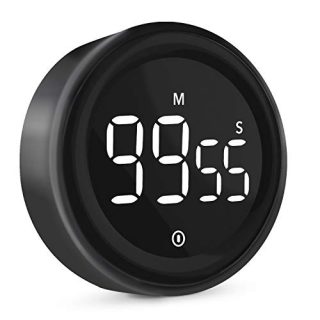 Kitchen Timer, LIORQUE Magnetic Countdown/Count up Digital Timer, One Button Operation for Teacher Kids and Elderly, Large LED Timer for Cooking Classroom Homework Black